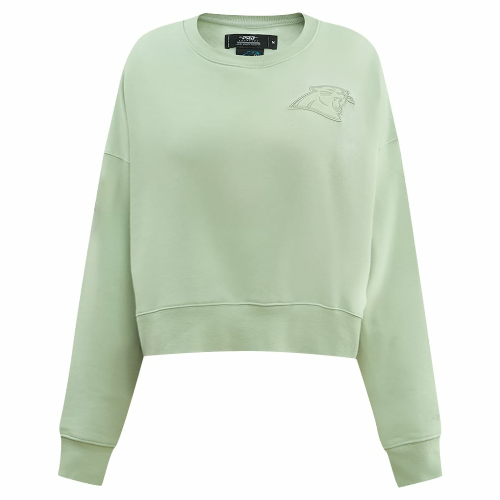 Carolina Panthers Pro Standard Women's Oversized Cropped Neutral Pullover Sweatshirt Light Green