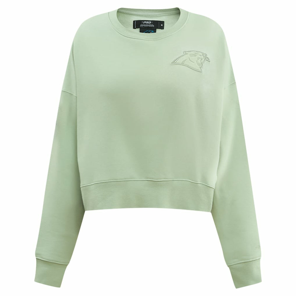 Carolina Panthers Pro Standard Women's Oversized Cropped Neutral Pullover Sweatshirt Light Green