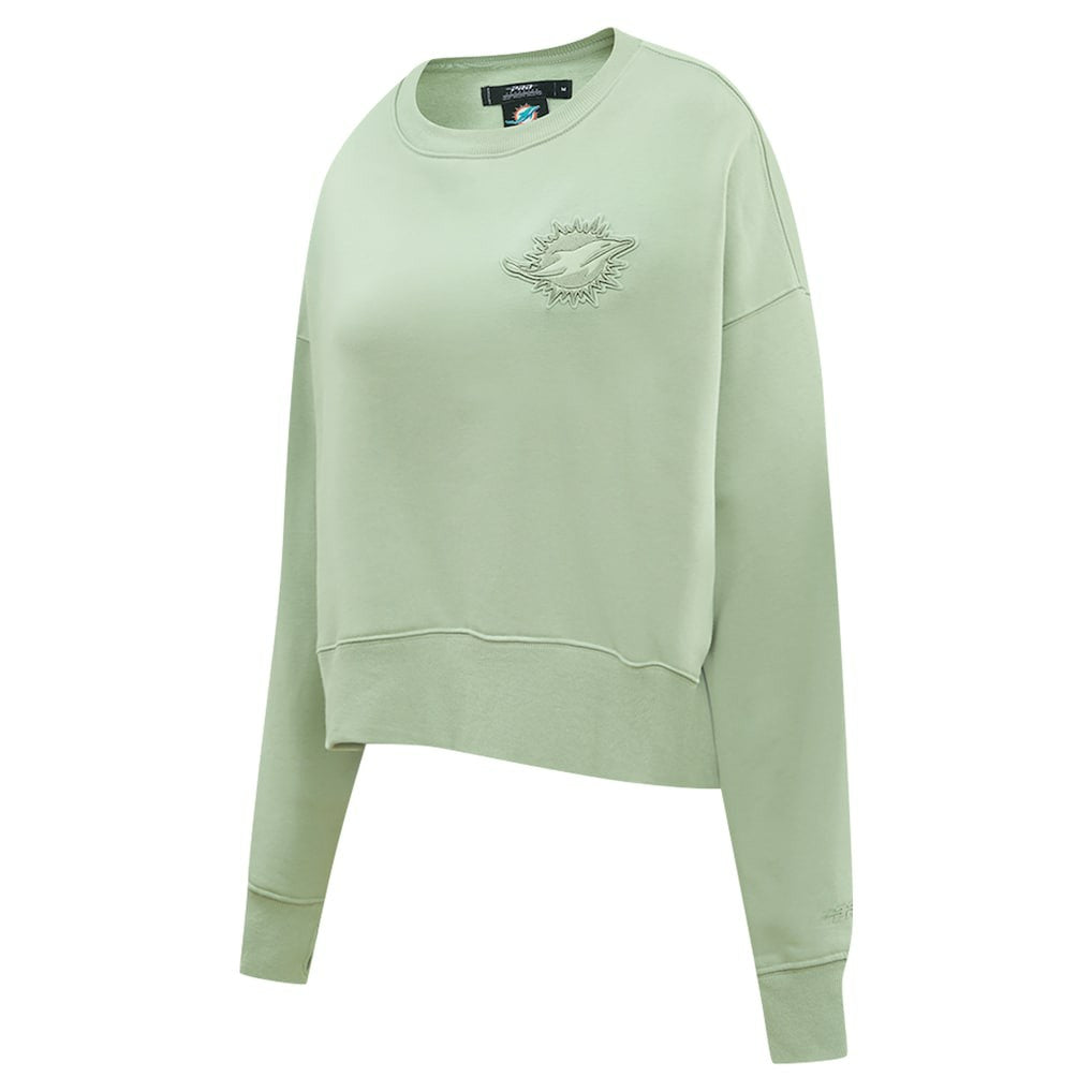 Miami Dolphins Pro Standard Women's Oversized Cropped Neutral Pullover Sweatshirt Light Green
