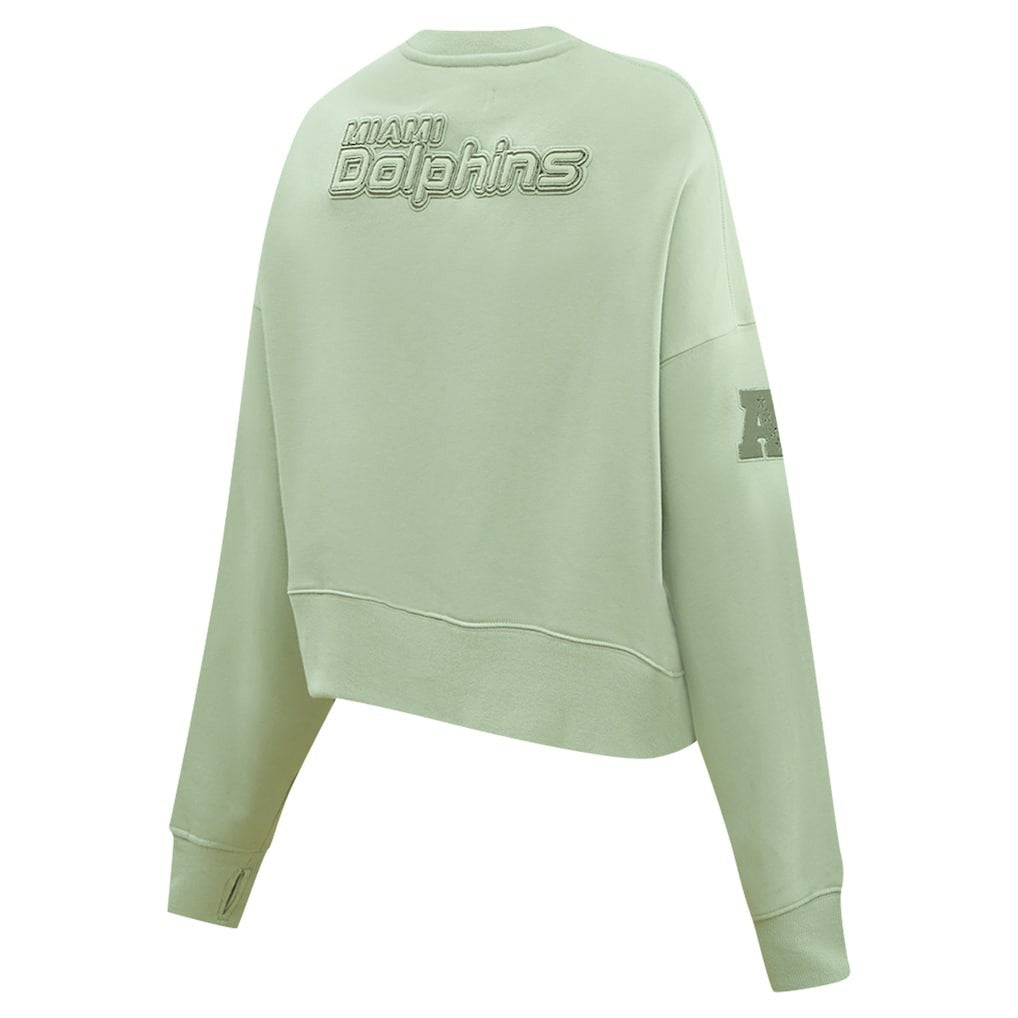 Miami Dolphins Pro Standard Women's Oversized Cropped Neutral Pullover Sweatshirt Light Green