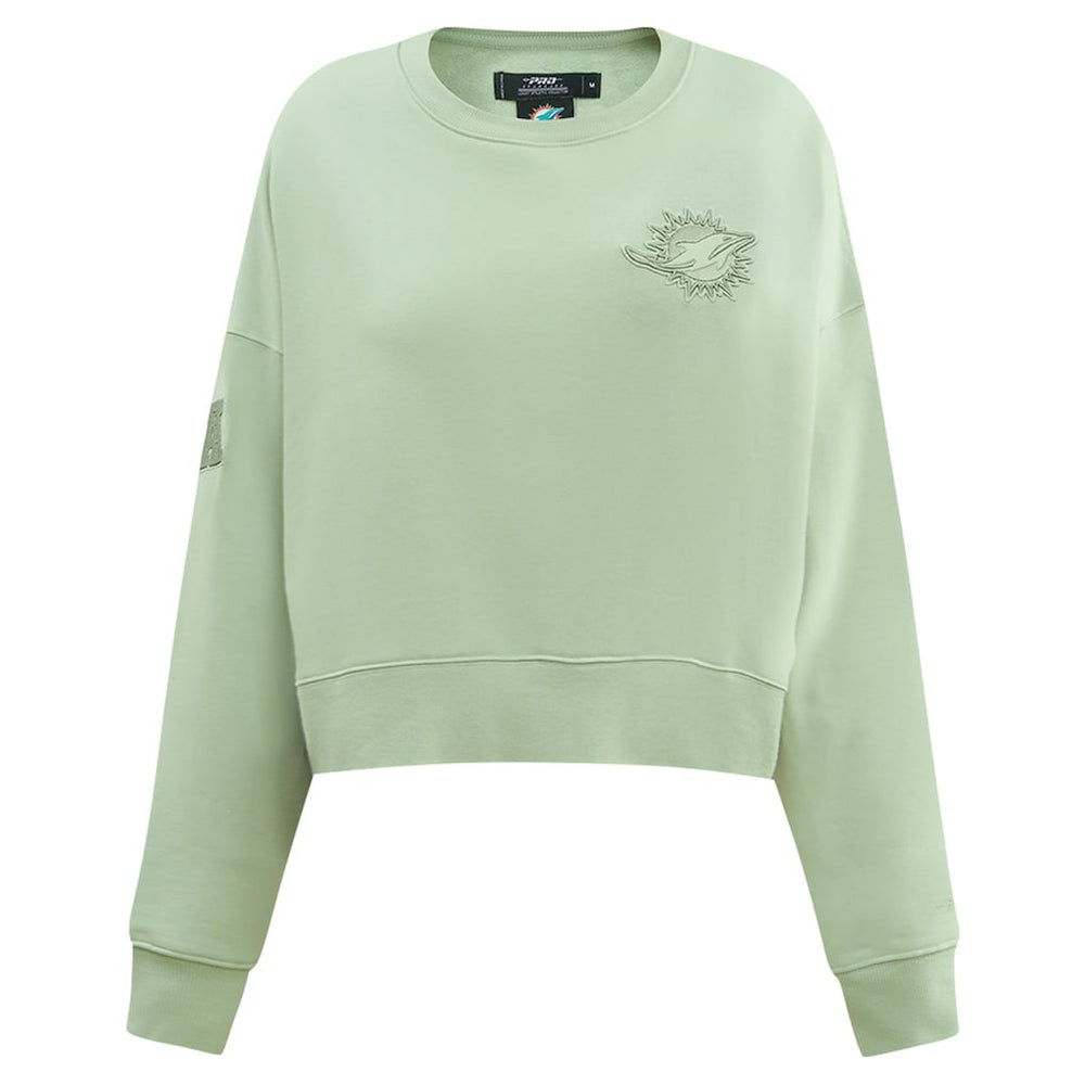 Miami Dolphins Pro Standard Women's Oversized Cropped Neutral Pullover Sweatshirt Light Green