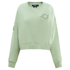Miami Dolphins Pro Standard Women's Oversized Cropped Neutral Pullover Sweatshirt Light Green