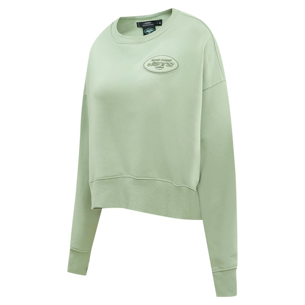 New York Jets Pro Standard Women's Oversized Cropped Neutral Pullover Sweatshirt Light Green