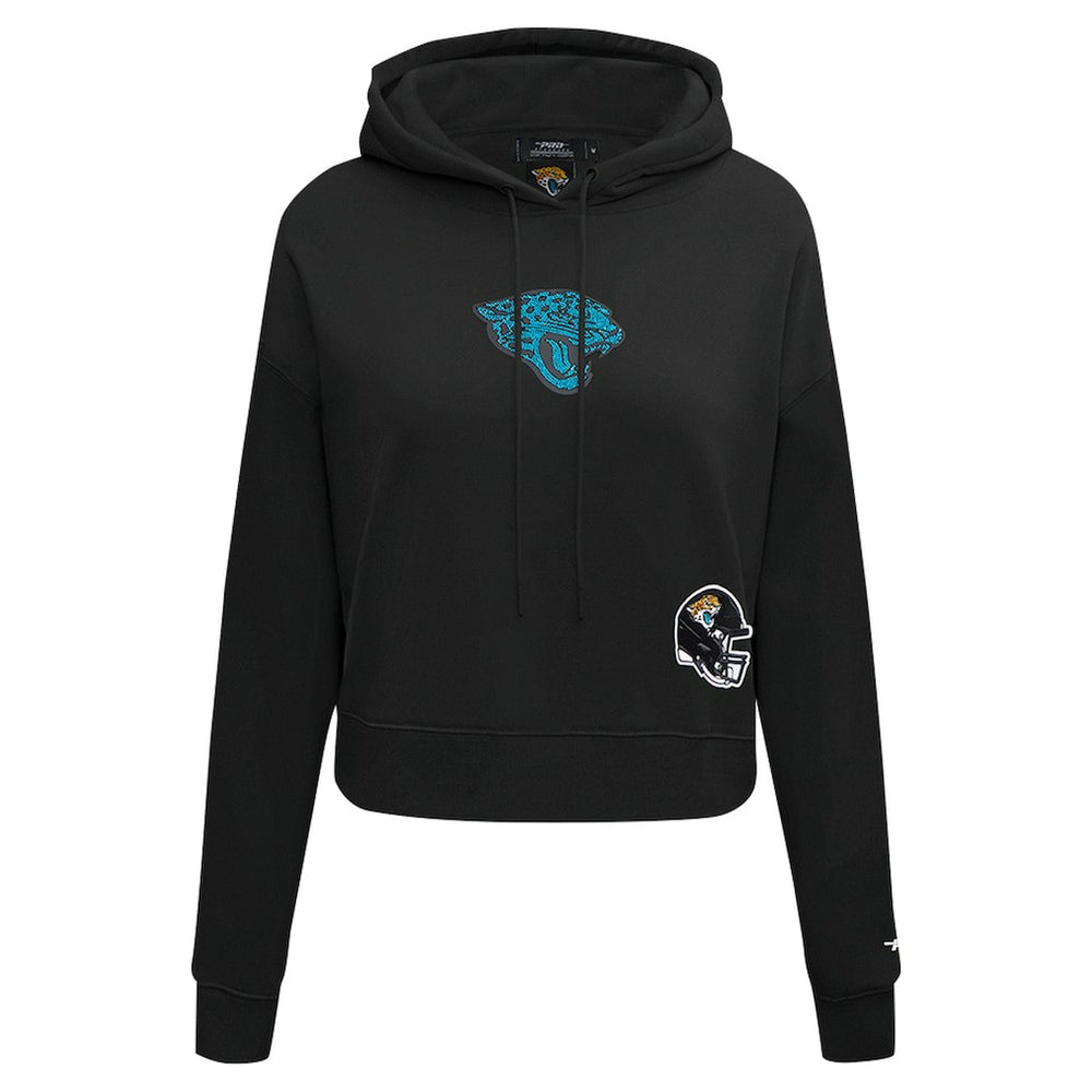 Jacksonville Jaguars Pro Standard Women's Jeweled Cropped Pullover Hoodie Black