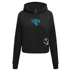 Jacksonville Jaguars Pro Standard Women's Jeweled Cropped Pullover Hoodie Black