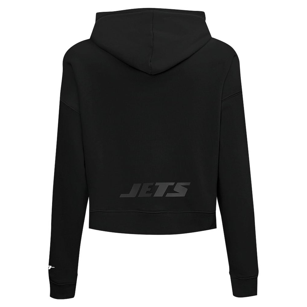New York Jets Pro Standard Women's Jeweled Cropped Pullover Hoodie Black
