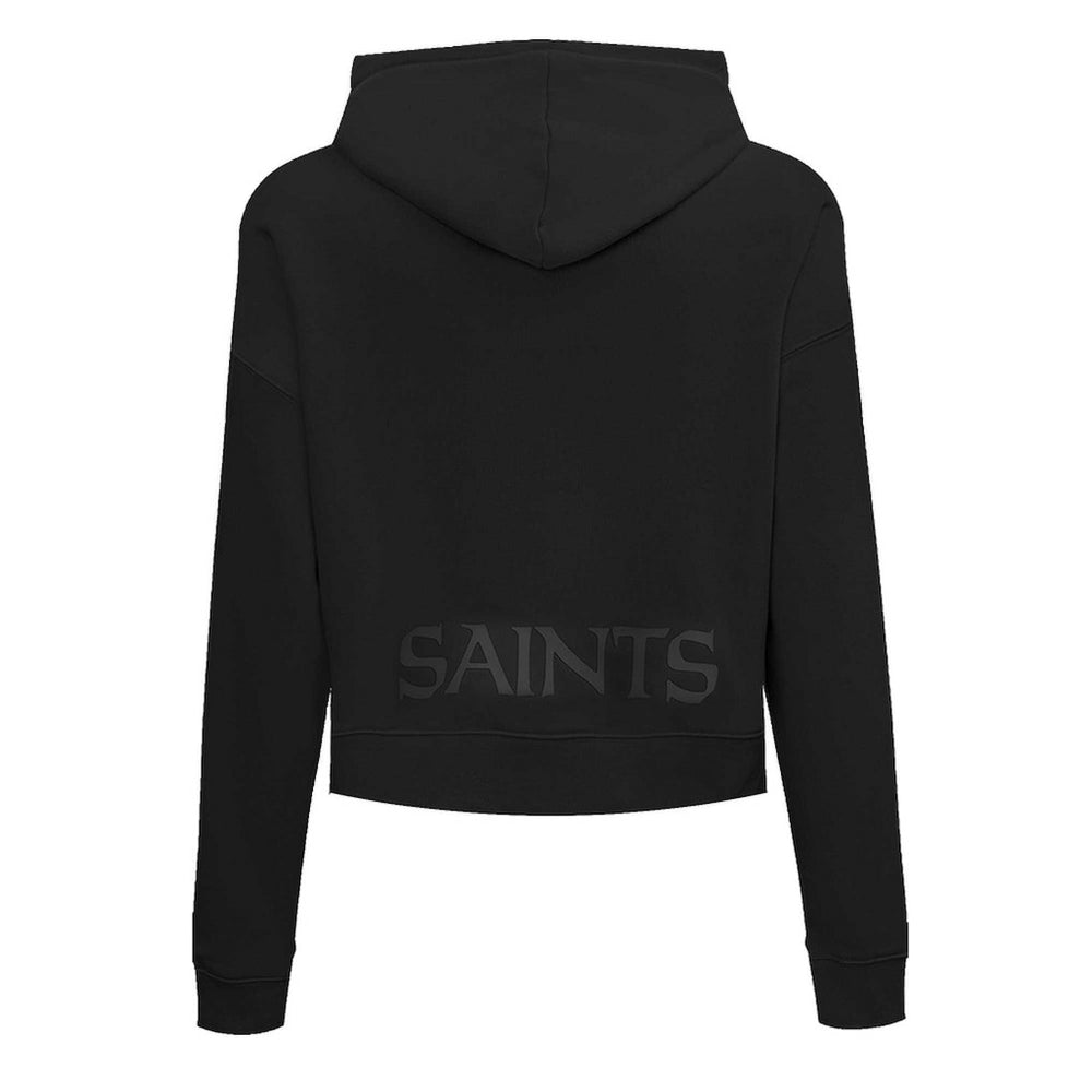 New Orleans Saints Pro Standard Women's Jeweled Cropped Pullover Hoodie Black