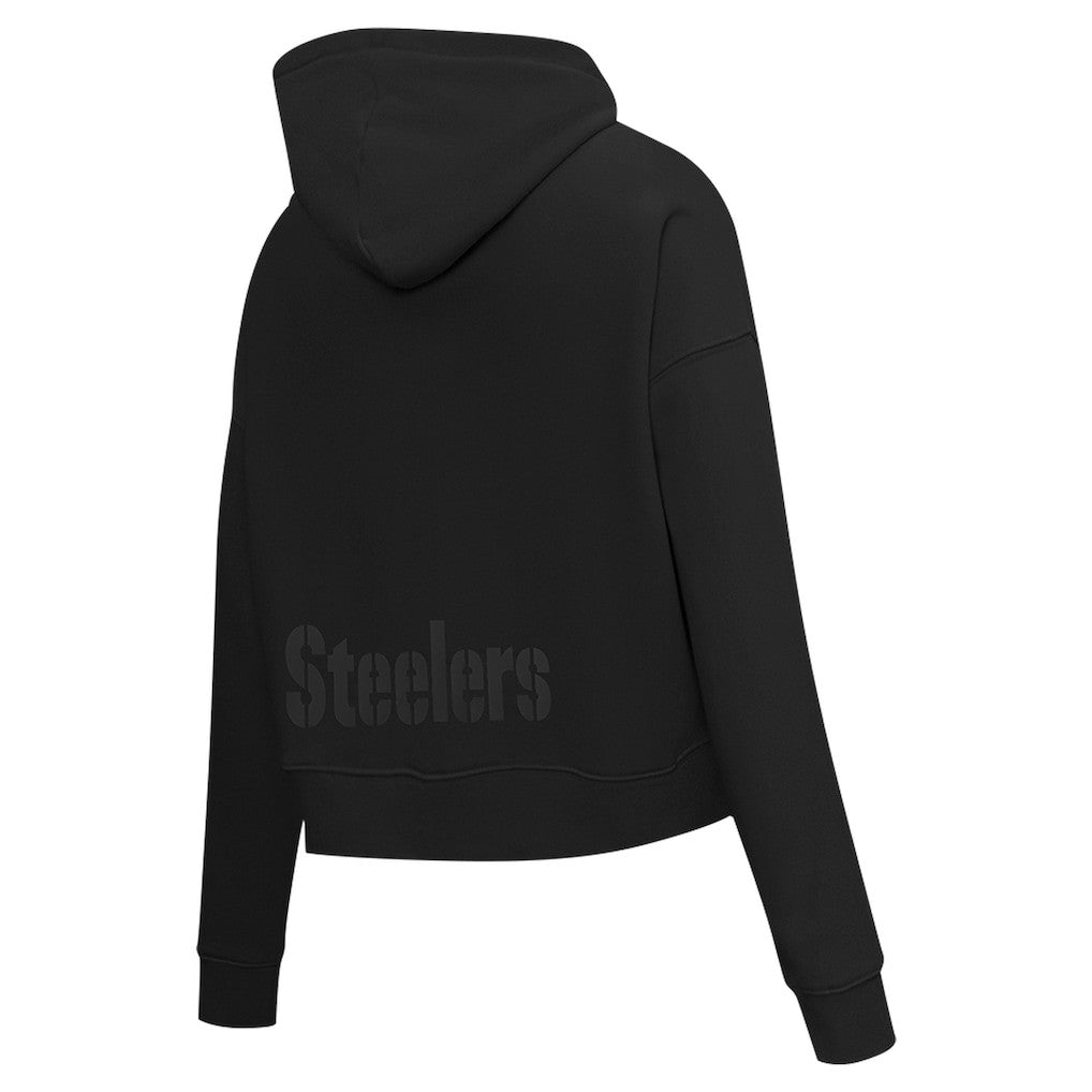 Pittsburgh Steelers Pro Standard Women's Jeweled Cropped Pullover Hoodie Black