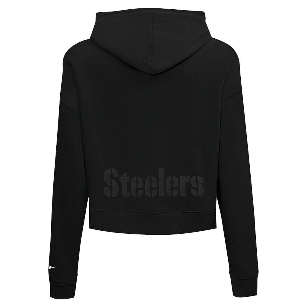 Pittsburgh Steelers Pro Standard Women's Jeweled Cropped Pullover Hoodie Black