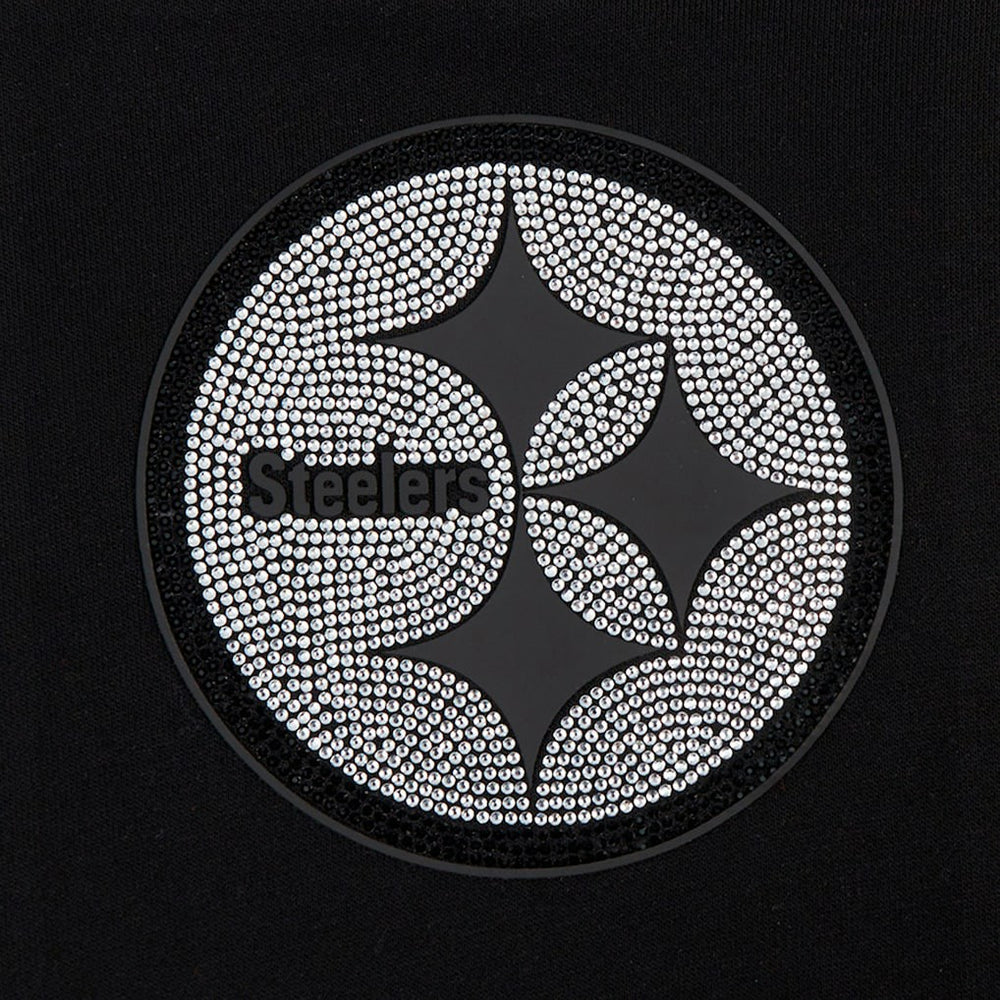 Pittsburgh Steelers Pro Standard Women's Jeweled Cropped Pullover Hoodie Black
