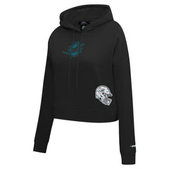 Miami Dolphins Pro Standard Women's Jeweled Cropped Pullover Hoodie Black