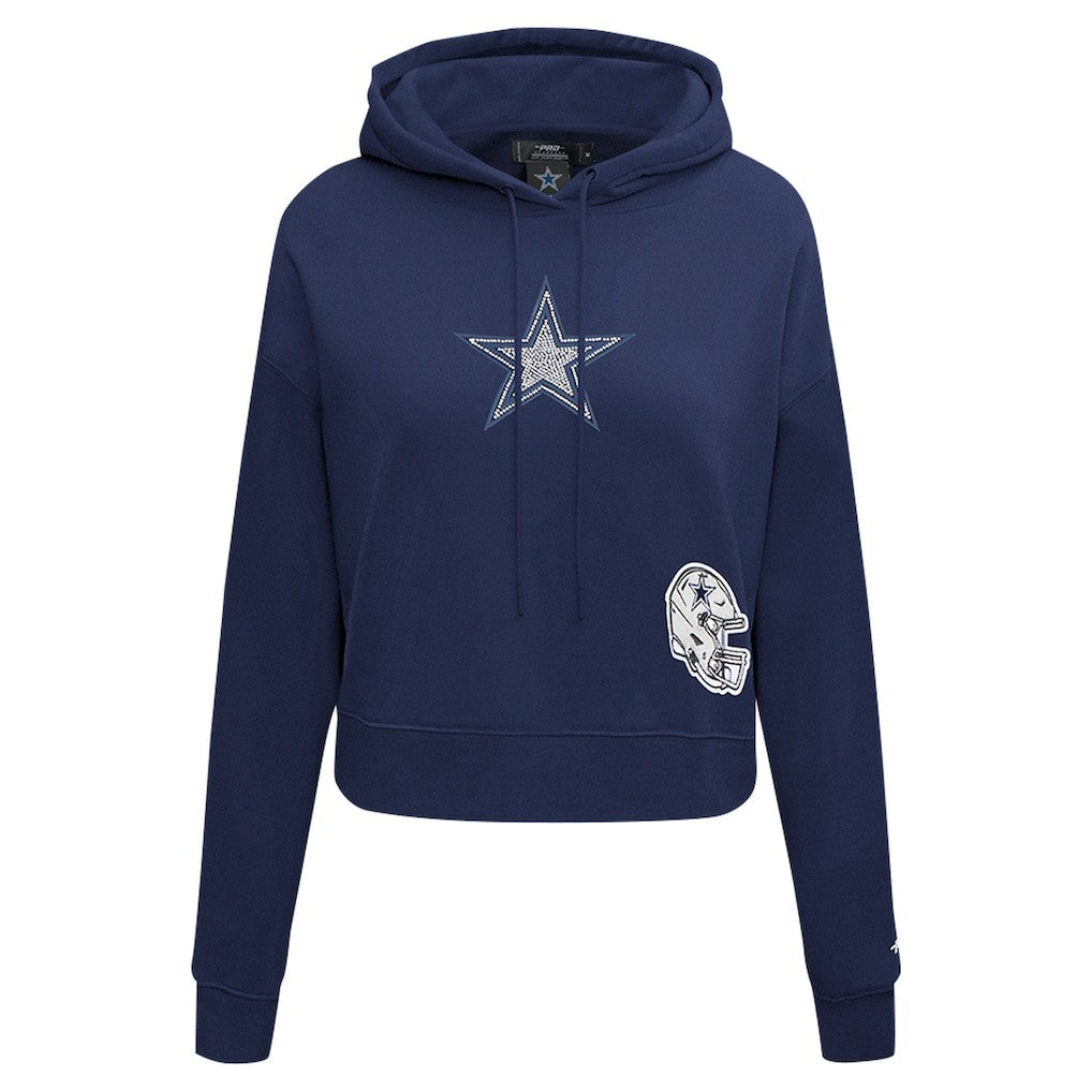 Dallas Cowboys Pro Standard Women's Jeweled Cropped Pullover Hoodie Navy
