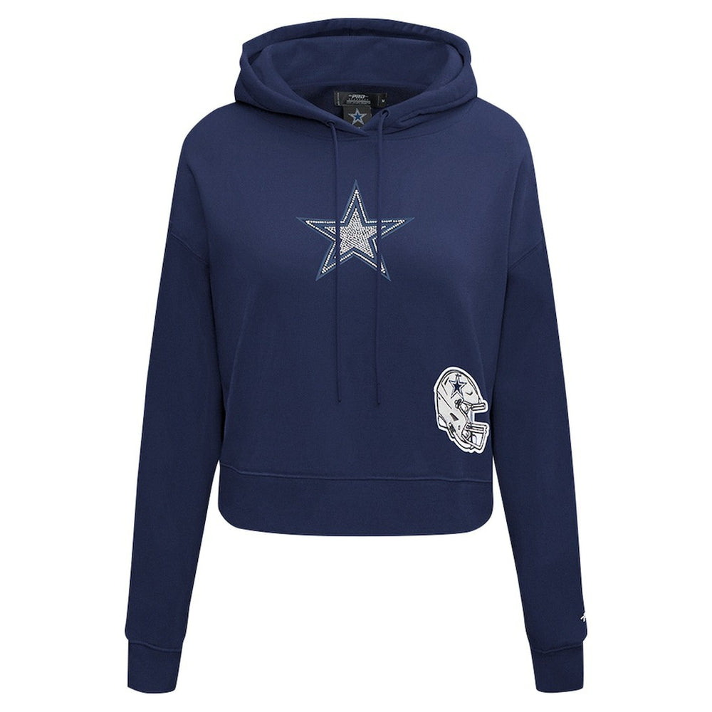 Dallas Cowboys Pro Standard Women's Jeweled Cropped Pullover Hoodie Navy