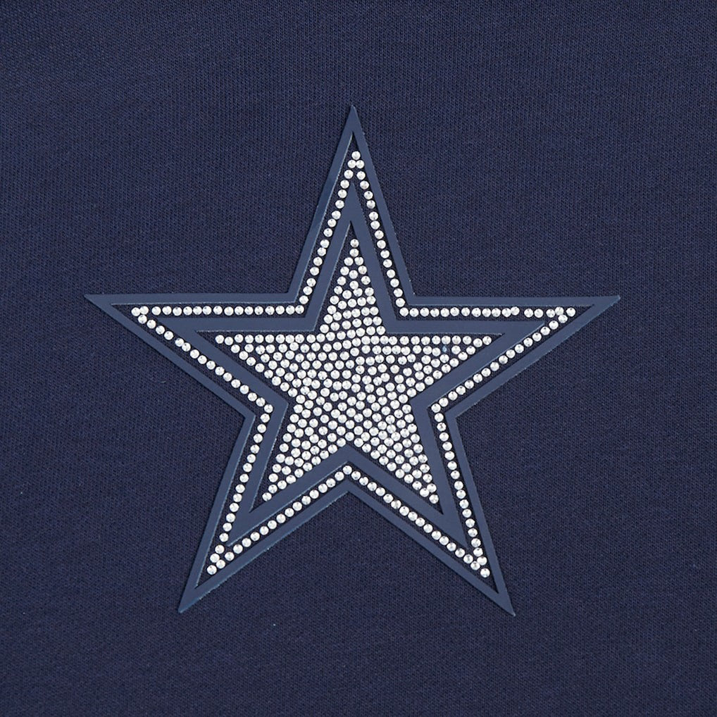 Dallas Cowboys Pro Standard Women's Jeweled Cropped Pullover Hoodie Navy