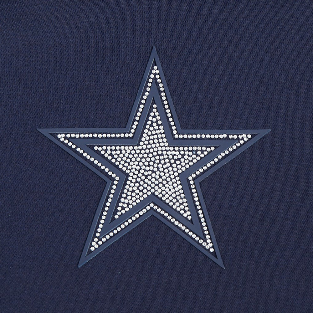 Dallas Cowboys Pro Standard Women's Jeweled Cropped Pullover Hoodie Navy
