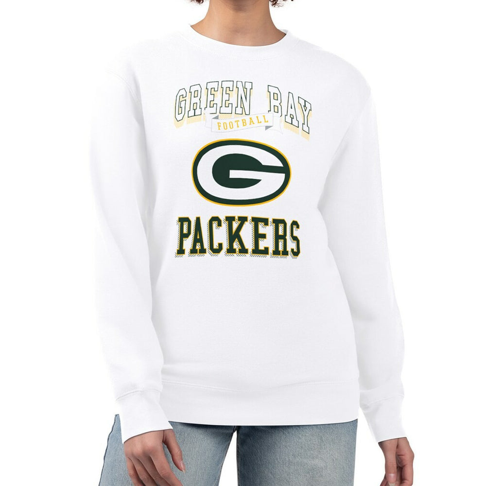 Green Bay Packers G-III 4Her by Carl Banks Women's Team Logo Graphic Tri-Blend Pullover Sweatshirt White