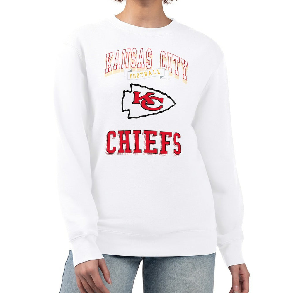 Kansas City Chiefs G-III 4Her by Carl Banks Women's Team Logo Graphic Tri-Blend Pullover Sweatshirt White