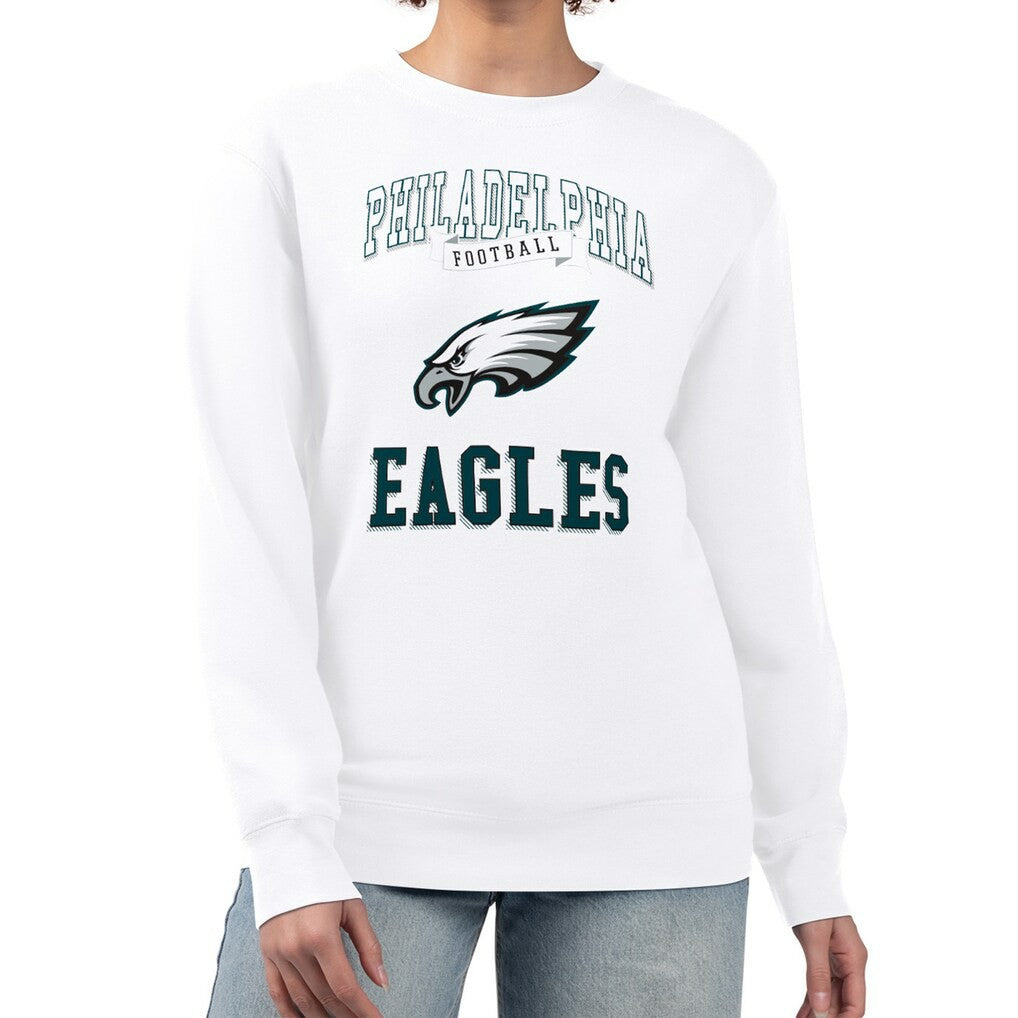 Philadelphia Eagles G-III 4Her by Carl Banks Women's Team Logo Graphic Tri-Blend Pullover Sweatshirt White