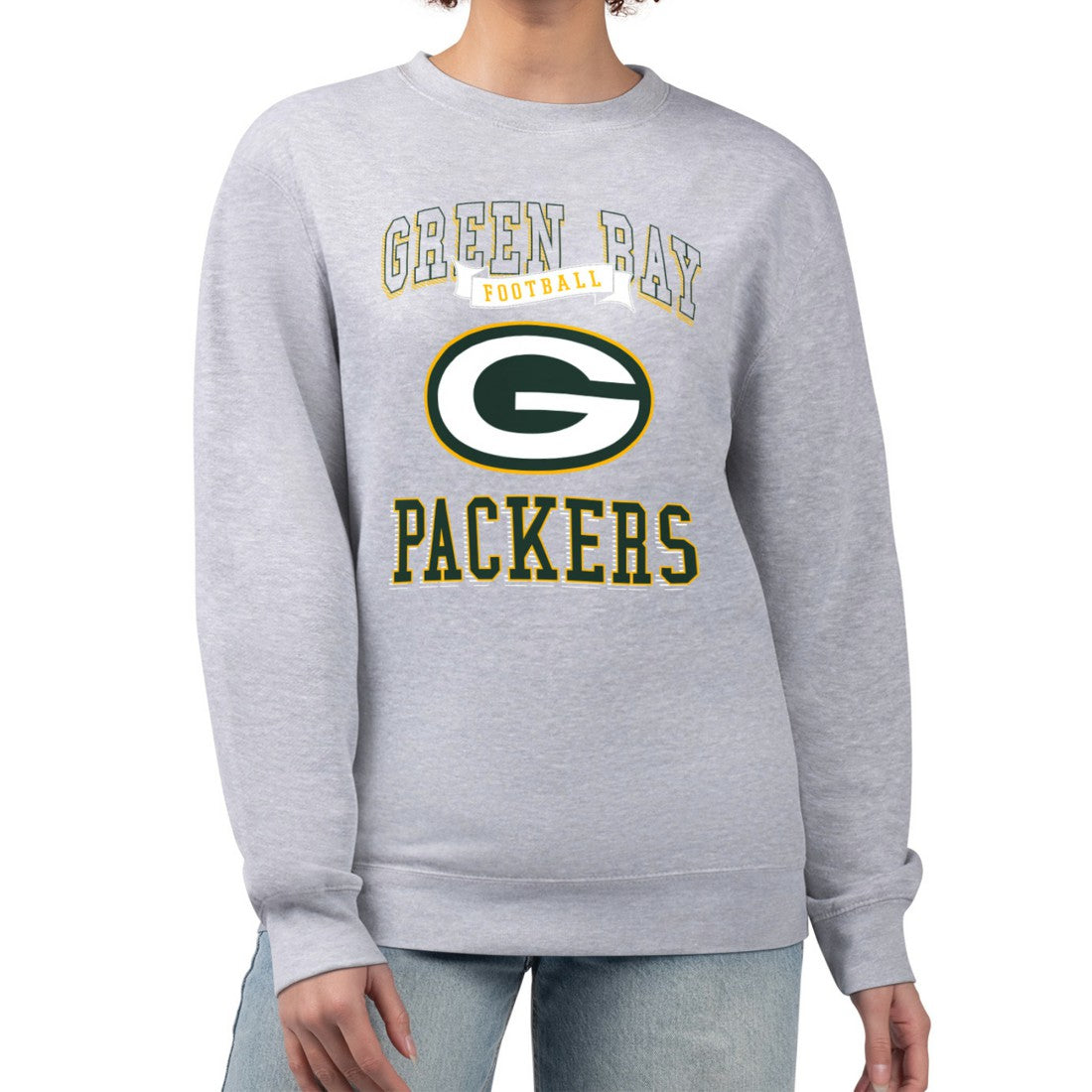 Green Bay Packers G-III 4Her by Carl Banks Women's Team Logo Graphic Tri-Blend Pullover Sweatshirt Heather Gray
