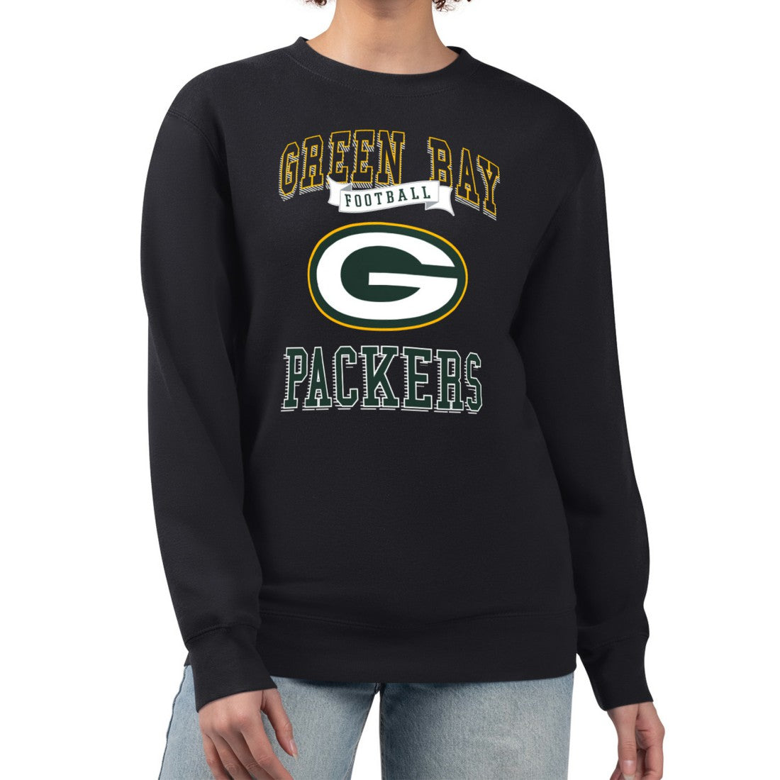 Green Bay Packers G-III 4Her by Carl Banks Women's Team Logo Graphic Tri-Blend Pullover Sweatshirt Black