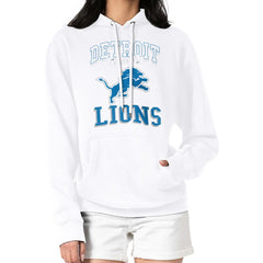Detroit Lions G-III 4Her by Carl Banks Women's Team Logo Graphic Fleece Tri-Blend Pullover Hoodie White