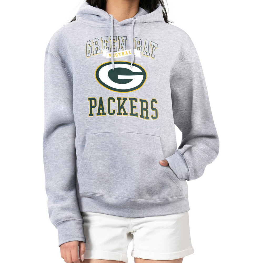 Green Bay Packers G-III 4Her by Carl Banks Women's Team Logo Graphic Fleece Tri-Blend Pullover Hoodie Heather Gray