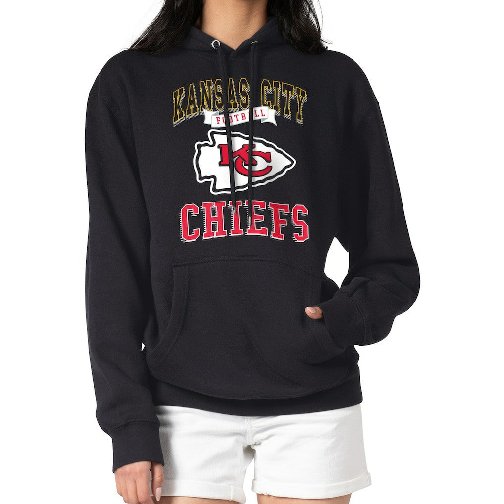 Kansas City Chiefs G-III 4Her by Carl Banks Women's Team Logo Graphic Fleece Tri-Blend Pullover Hoodie Black