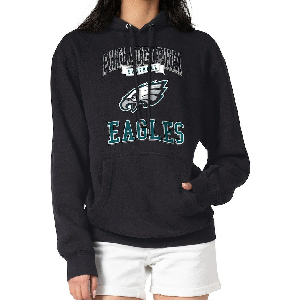 Philadelphia Eagles G-III 4Her by Carl Banks Women's Team Logo Graphic Fleece Tri-Blend Pullover Hoodie Black