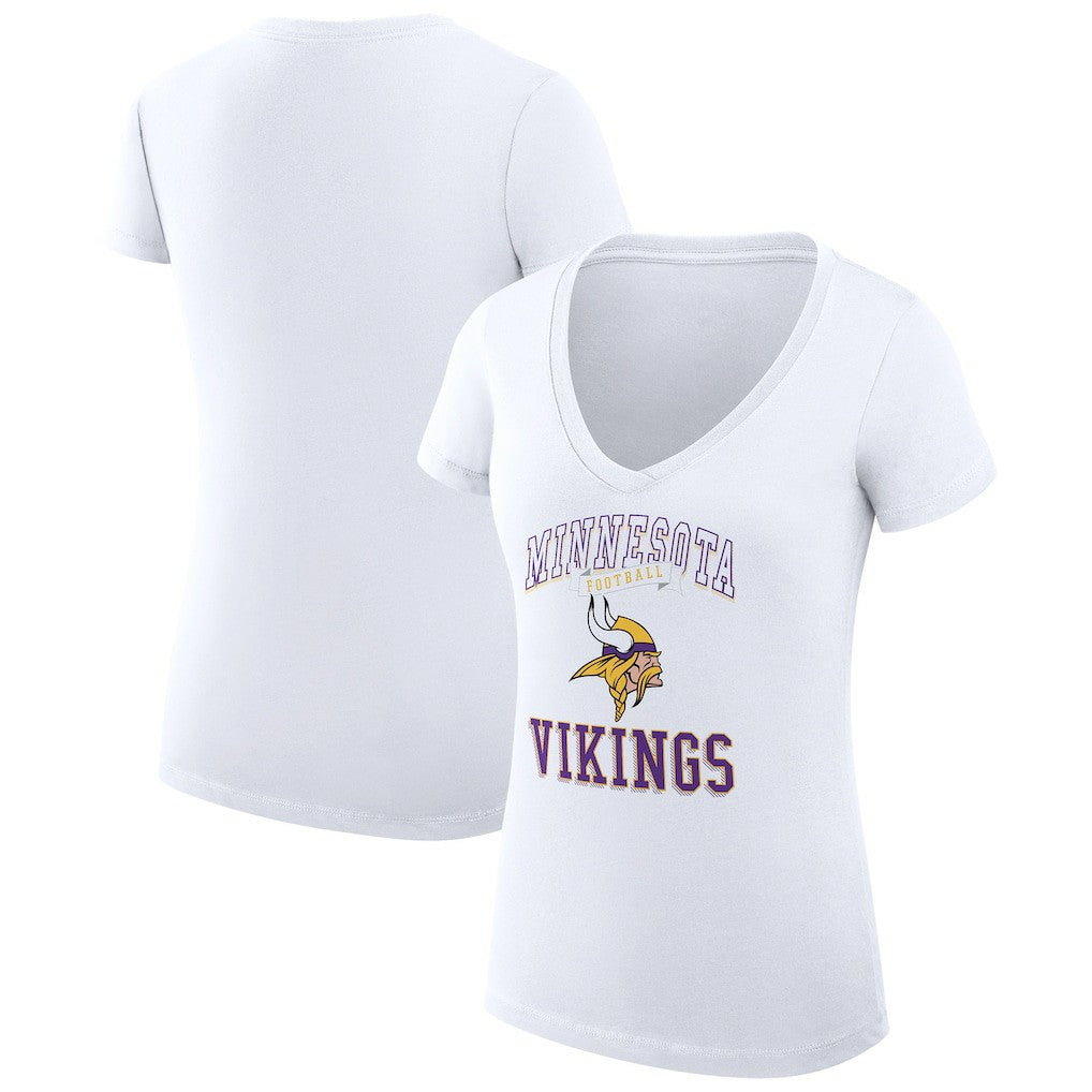 Minnesota Vikings G-III 4Her by Carl Banks Women's Super-Slim Fit Lightweight Team Logo Graphic V-Neck T-Shirt White
