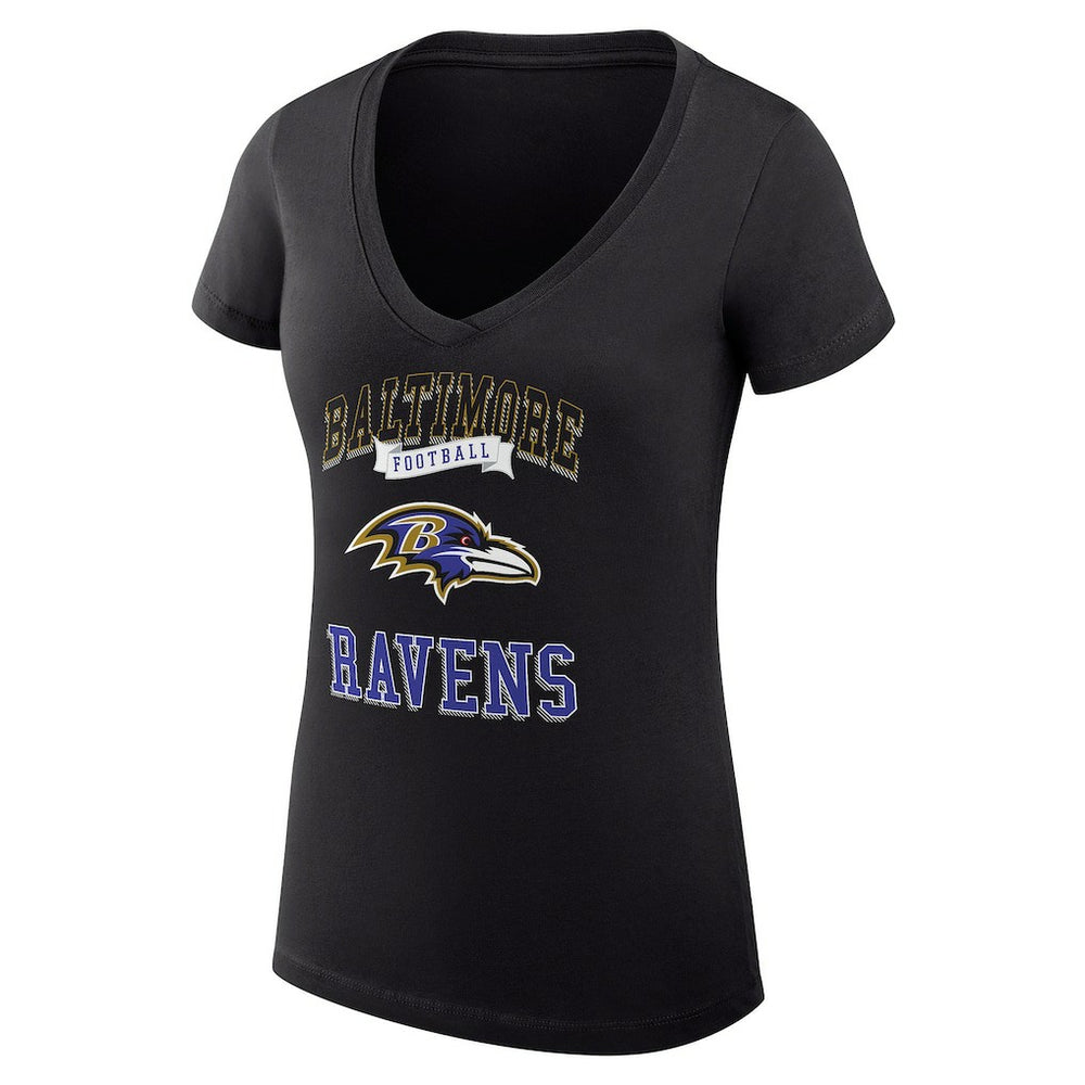 Baltimore Ravens G-III 4Her by Carl Banks Women's Super-Slim Fit Lightweight Team Logo Graphic V-Neck T-Shirt Black