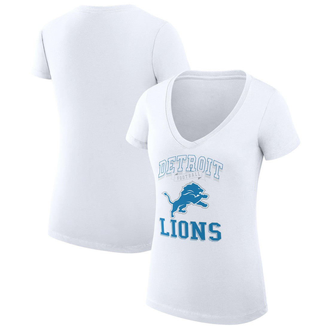 Detroit Lions G-III 4Her by Carl Banks Women's Super-Slim Fit Lightweight Team Logo Graphic V-Neck T-Shirt White