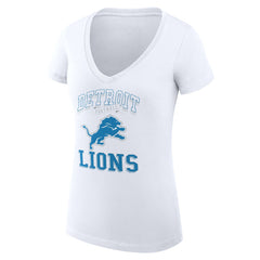 Detroit Lions G-III 4Her by Carl Banks Women's Super-Slim Fit Lightweight Team Logo Graphic V-Neck T-Shirt White