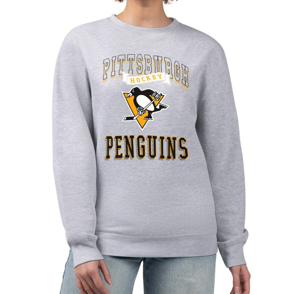 Pittsburgh Penguins G-III 4Her by Carl Banks Women's Team Logo Tri-Blend Fleece Pullover Sweatshirt - Heather Gray - NHL 201612627