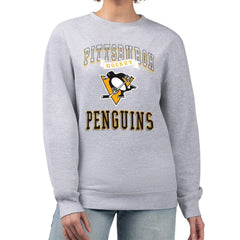 Pittsburgh Penguins G-III 4Her by Carl Banks Women's Team Logo Tri-Blend Fleece Pullover Sweatshirt - Heather Gray - NHL 201612627