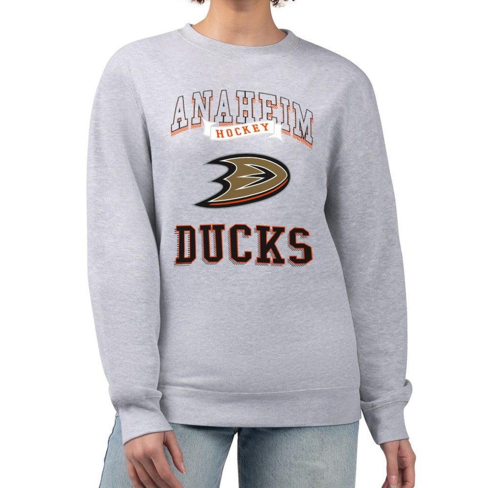 Anaheim Ducks G-III 4Her by Carl Banks Women's Team Logo Tri-Blend Fleece Pullover Sweatshirt - Heather Gray - NHL 201612634