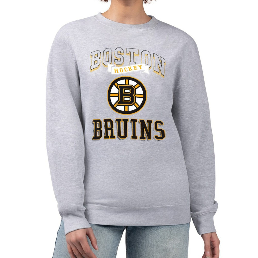 Boston Bruins G-III 4Her by Carl Banks Women's Team Logo Tri-Blend Fleece Pullover Sweatshirt - Heather Gray - NHL 201612635