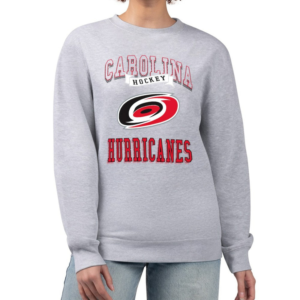 Carolina Hurricanes G-III 4Her by Carl Banks Women's Team Logo Tri-Blend Fleece Pullover Sweatshirt - Heather Gray - NHL 201612638