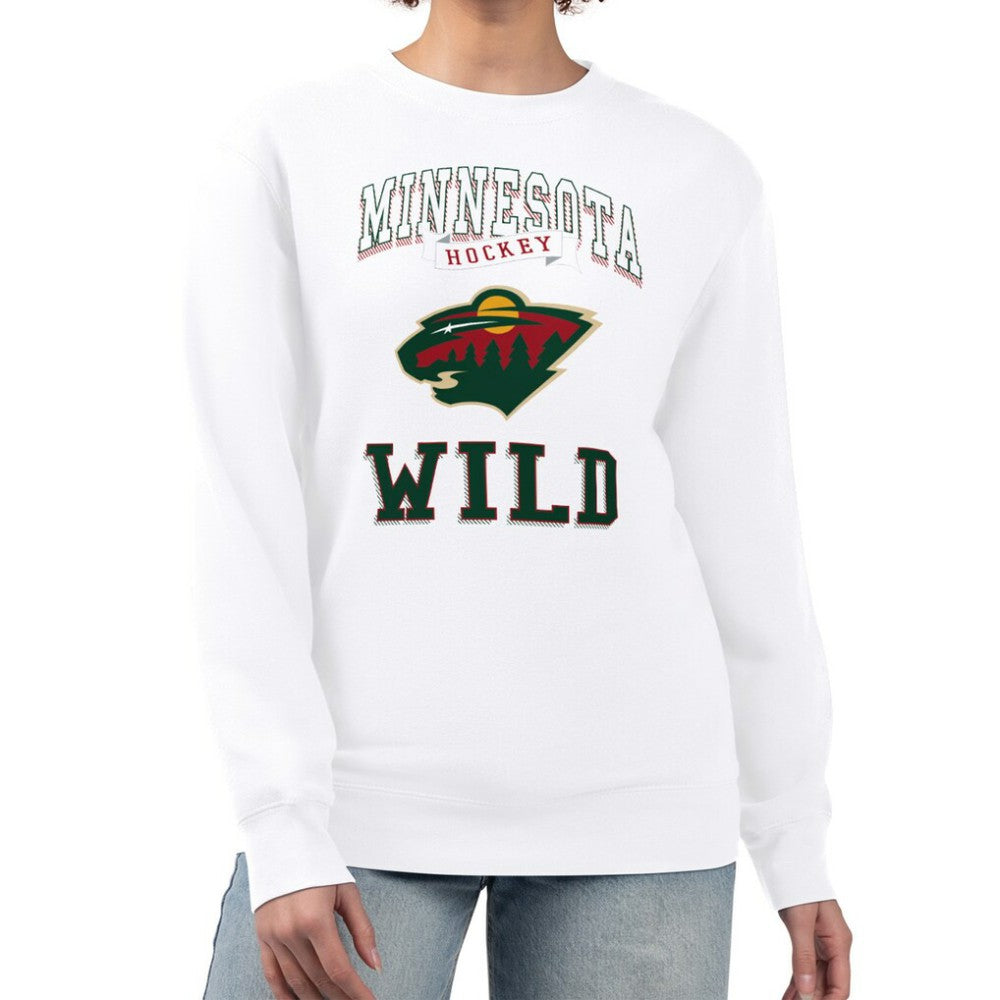 Minnesota Wild G-III 4Her by Carl Banks Women's Team Logo Tri-Blend Fleece Pullover Sweatshirt - White - NHL 201612650