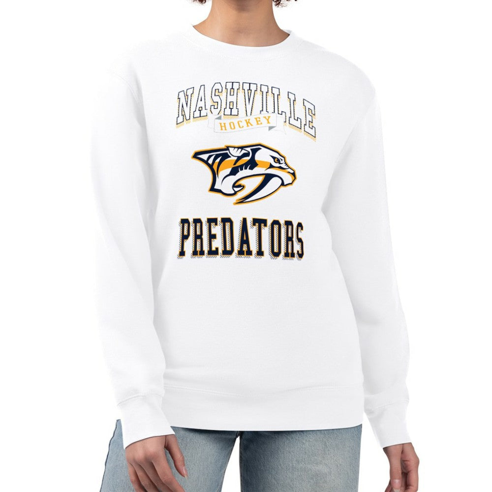 Nashville Predators G-III 4Her by Carl Banks Women's Team Logo Tri-Blend Fleece Pullover Sweatshirt - White - NHL 201612653