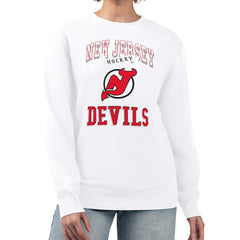 New Jersey Devils G-III 4Her by Carl Banks Women's Team Logo Tri-Blend Fleece Pullover Sweatshirt - White - NHL 201612656