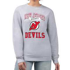 New Jersey Devils G-III 4Her by Carl Banks Women's Team Logo Tri-Blend Fleece Pullover Sweatshirt - Heather Gray - NHL 201612663