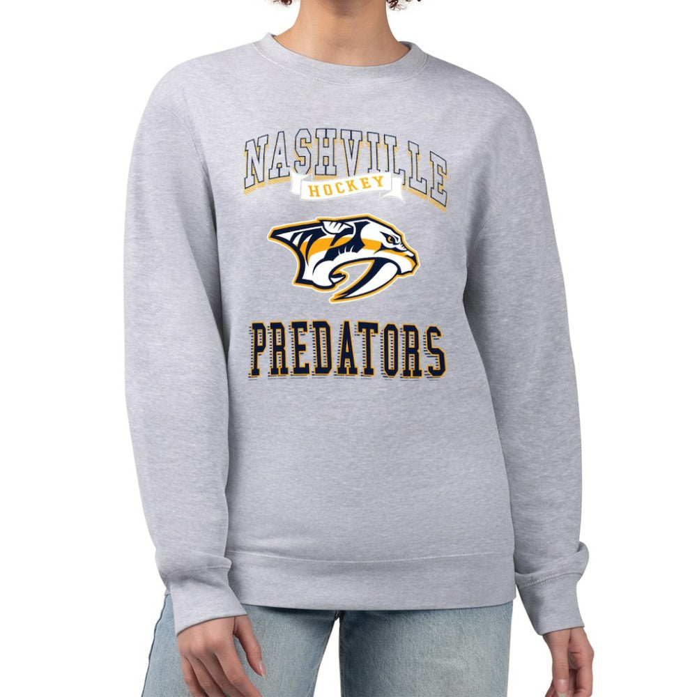 Nashville Predators G-III 4Her by Carl Banks Women's Team Logo Tri-Blend Fleece Pullover Sweatshirt - Heather Gray - NHL 201612671