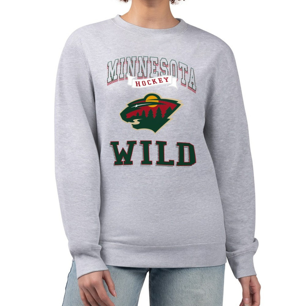 Minnesota Wild G-III 4Her by Carl Banks Women's Team Logo Tri-Blend Fleece Pullover Sweatshirt - Heather Gray - NHL 201612672