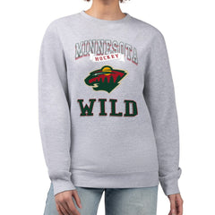 Minnesota Wild G-III 4Her by Carl Banks Women's Team Logo Tri-Blend Fleece Pullover Sweatshirt - Heather Gray - NHL 201612672