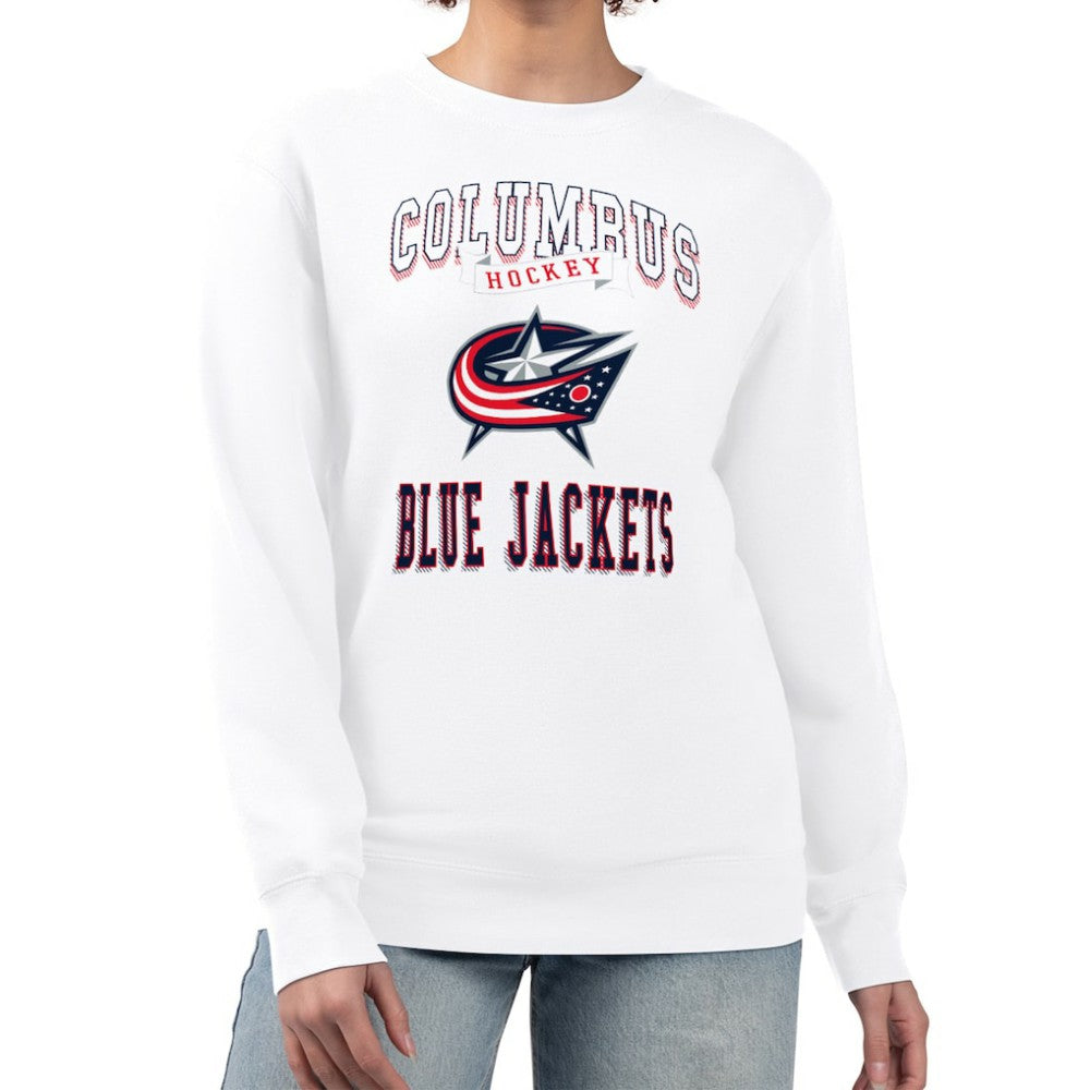 Columbus Blue Jackets G-III 4Her by Carl Banks Women's Team Logo Tri-Blend Fleece Pullover Sweatshirt - White - NHL 201612678