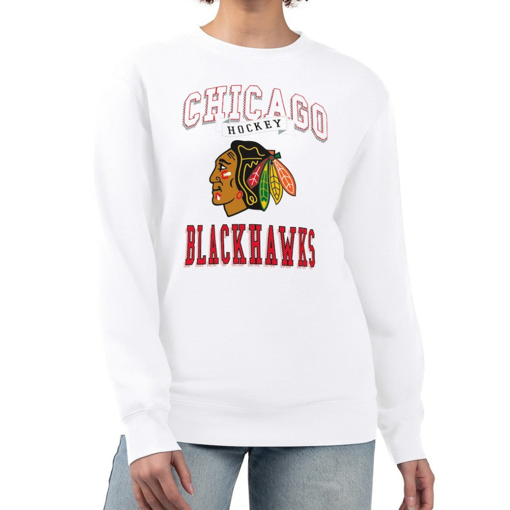 Chicago Blackhawks G-III 4Her by Carl Banks Women's Team Logo Tri-Blend Fleece Pullover Sweatshirt - White - NHL 201612682