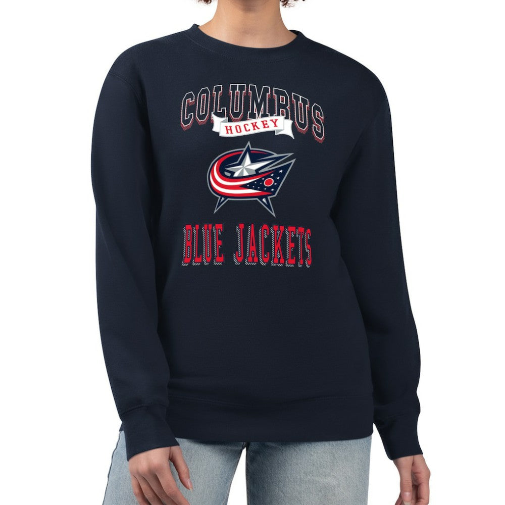 Columbus Blue Jackets G-III 4Her by Carl Banks Women's Team Logo Tri-Blend Fleece Pullover Sweatshirt - Navy - NHL 201612684