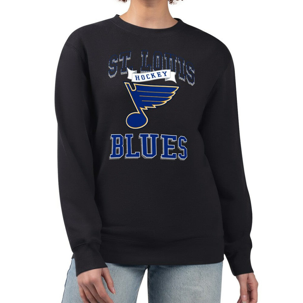 St. Louis Blues G-III 4Her by Carl Banks Women's Team Logo Tri-Blend Fleece Pullover Sweatshirt - Black - NHL 201612688