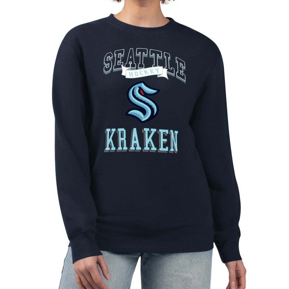 Seattle Kraken G-III 4Her by Carl Banks Women's Team Logo Tri-Blend Fleece Pullover Sweatshirt - Deep Sea Blue - NHL 201612692
