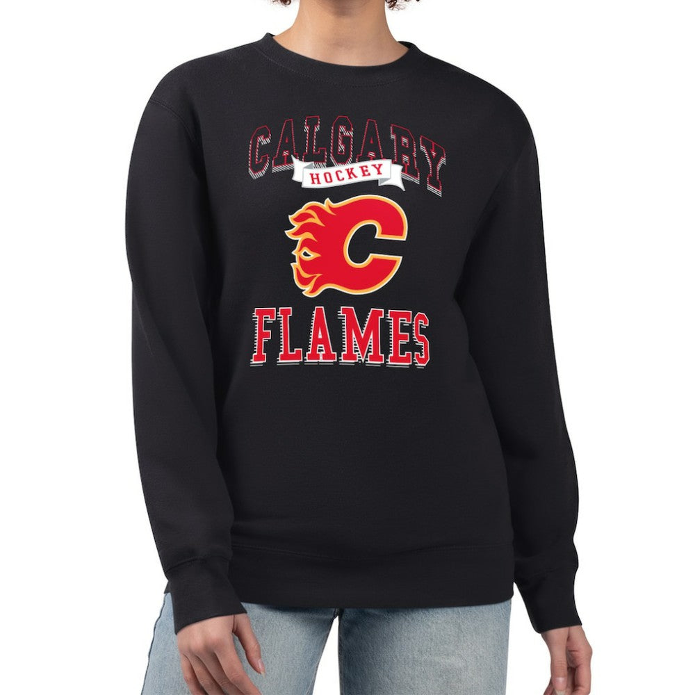 Calgary Flames G-III 4Her by Carl Banks Women's Team Logo Tri-Blend Fleece Pullover Sweatshirt - Black - NHL 201612694